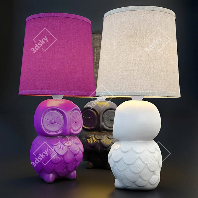 Whimsical Owl Table Lamp 3D model image 1