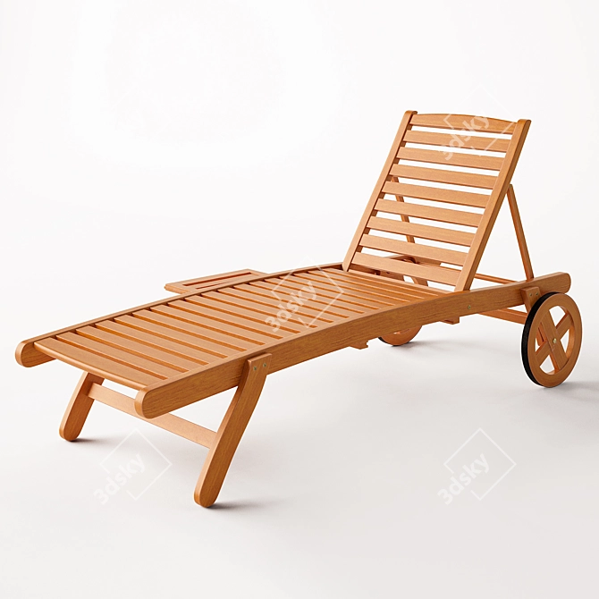 All-Weather Wood Chaise Lounge 3D model image 2