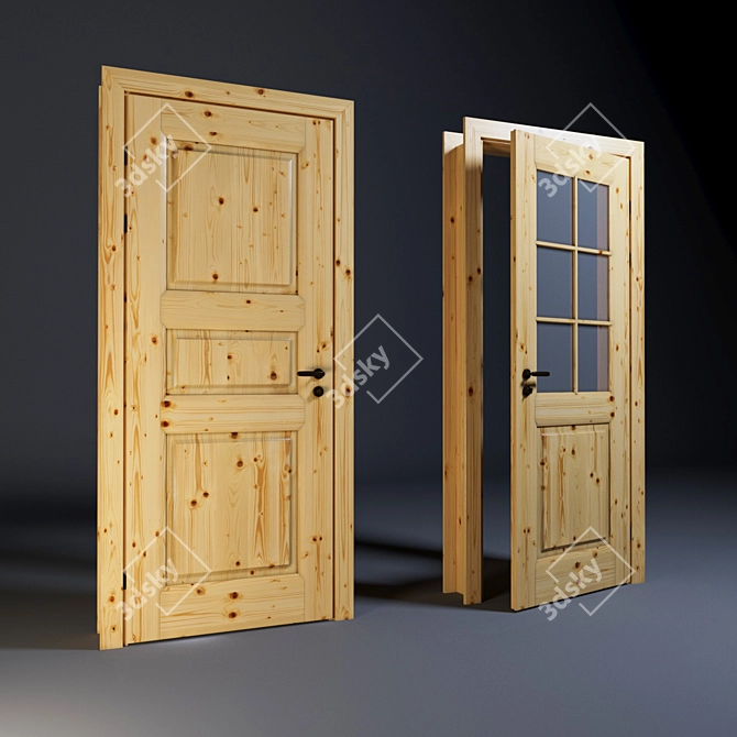 Pine Solid Wood Doors by DSK 3D model image 1