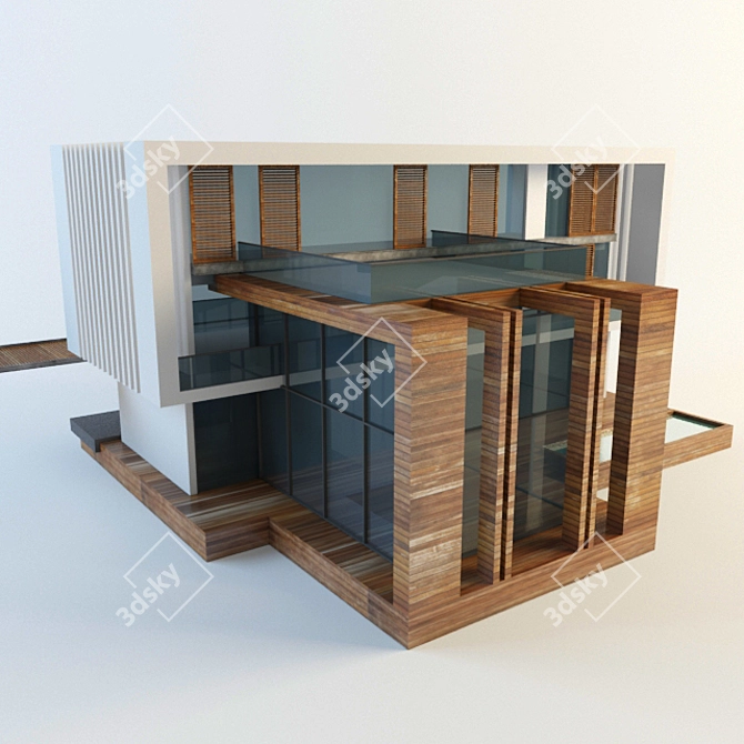 Sleek Modern Villa | Minimalist Elegance 3D model image 1