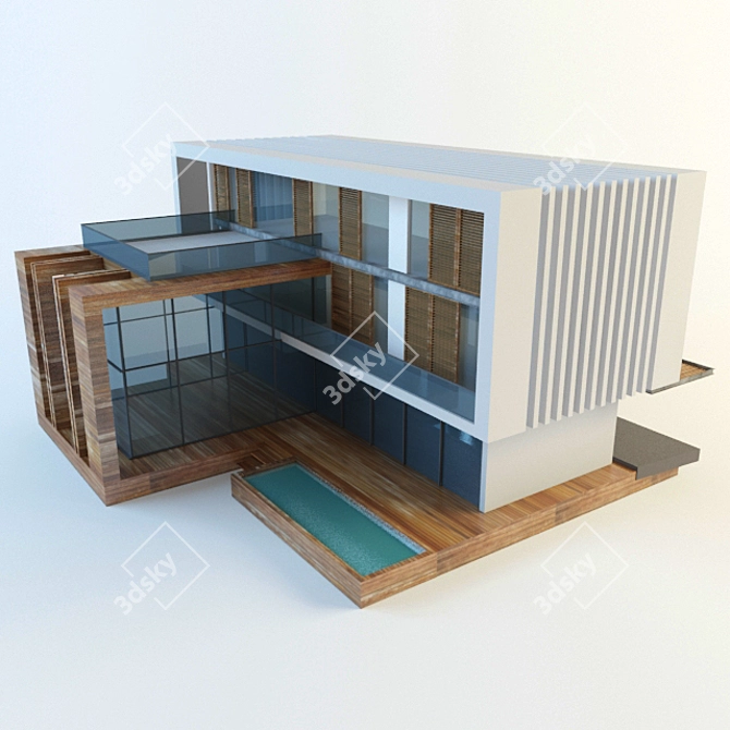 Sleek Modern Villa | Minimalist Elegance 3D model image 2