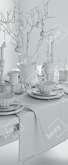 Elegant Holiday Table Decor 3D model image 3