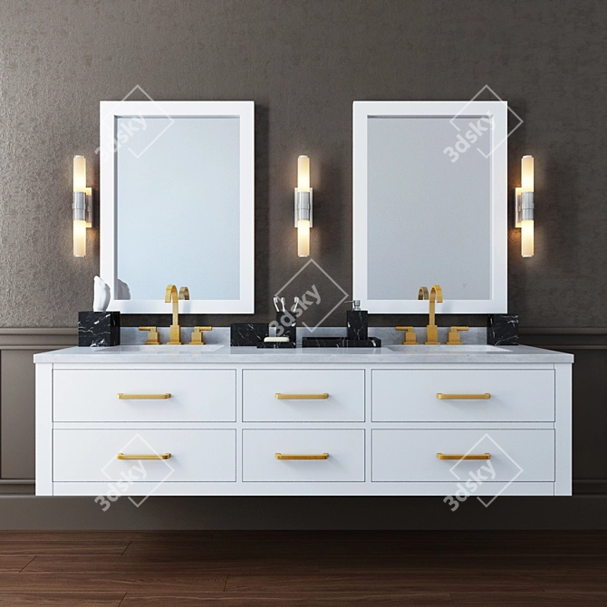 HUTTON Wall-mounted Washbasin Set 3D model image 1