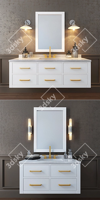 HUTTON Wall-mounted Washbasin Set 3D model image 2