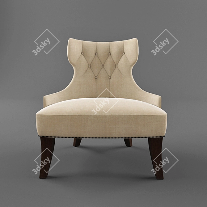 Baker Tufted Lounge Chair 3D model image 1