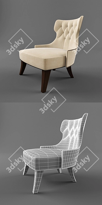 Baker Tufted Lounge Chair 3D model image 2