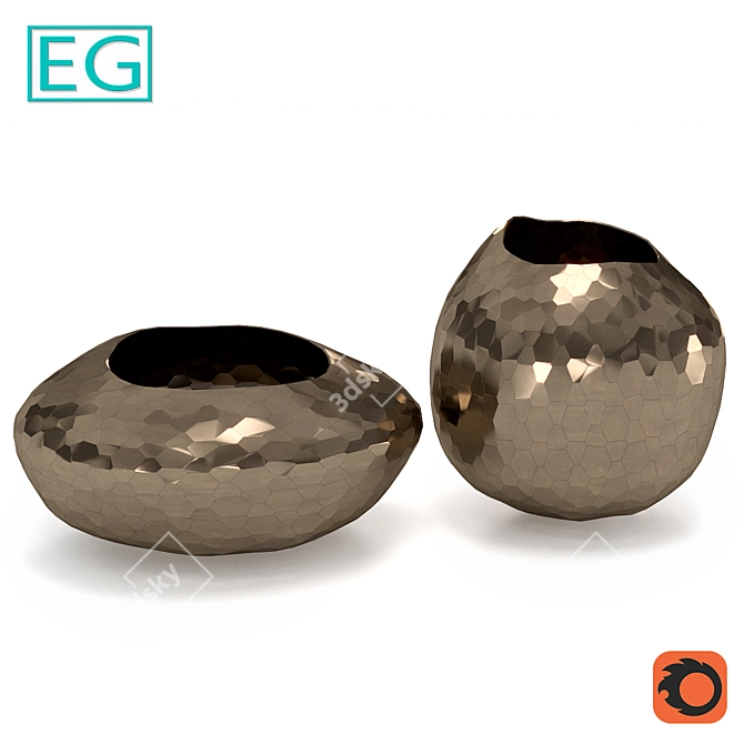 EG Edge metal vase - Elegant Decor for Any Space 3D model image 2