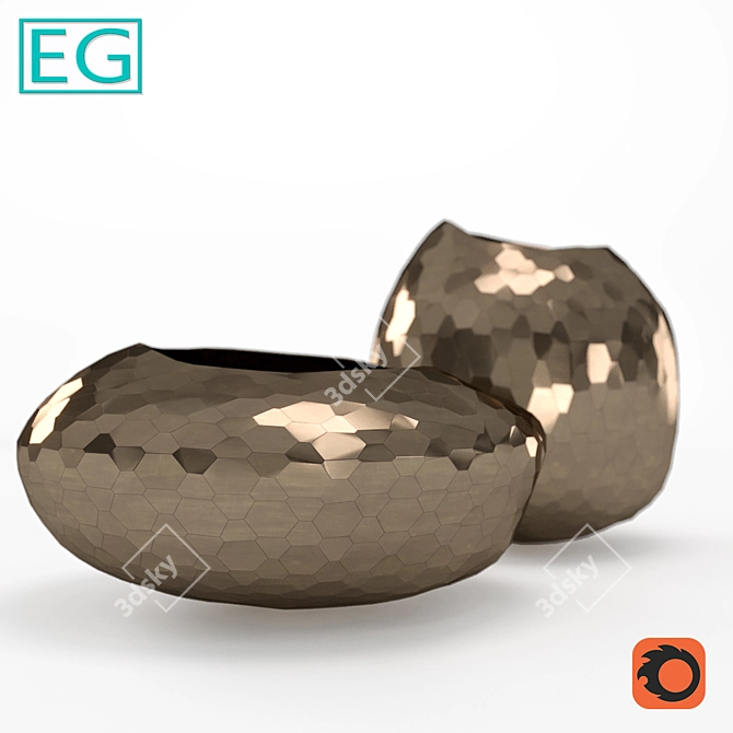 EG Edge metal vase - Elegant Decor for Any Space 3D model image 3