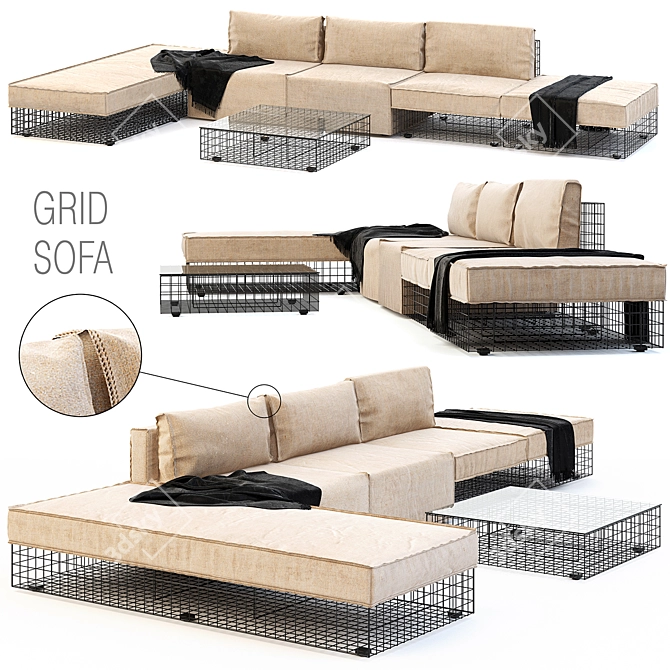 VARASCHIN GRID Modular Outdoor Sofa 3D model image 2