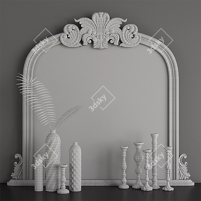 Elegant Haversham Overmantel Mirror 3D model image 3