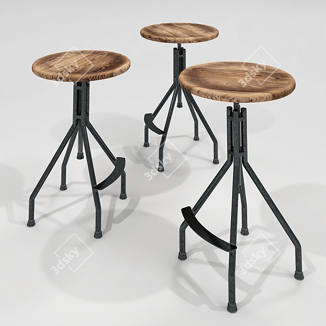 Industrial Loft Bar Chair 3D model image 1