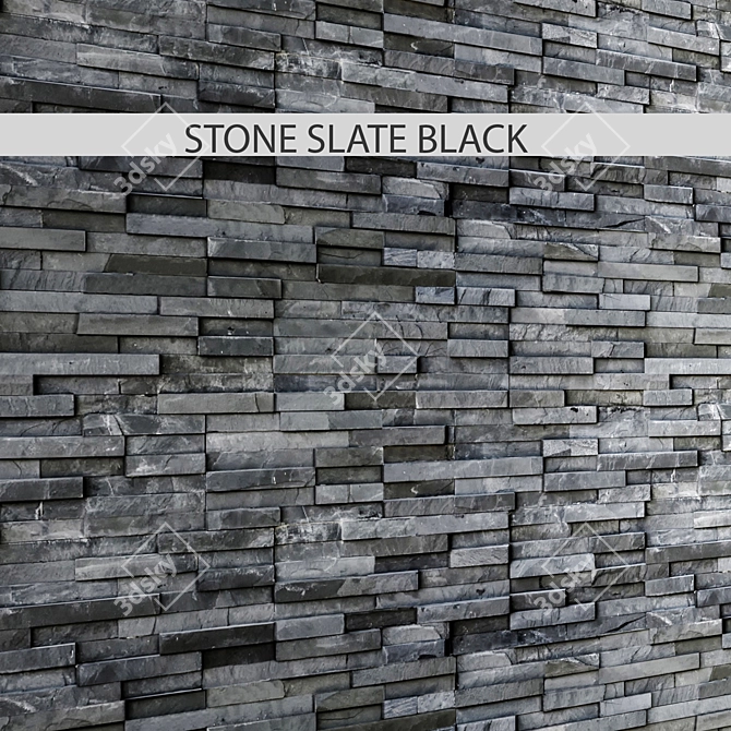 Sleek Slate Black Tiles 3D model image 1
