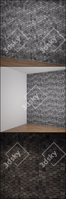  Mosaic Stone Grey: High-Res Texture, UV-Mapped, V-Ray Render 3D model image 2