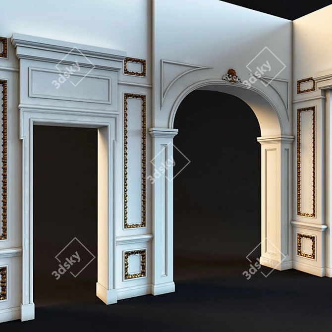  Vintage Wall Molds 2: Timeless Elegance 3D model image 1