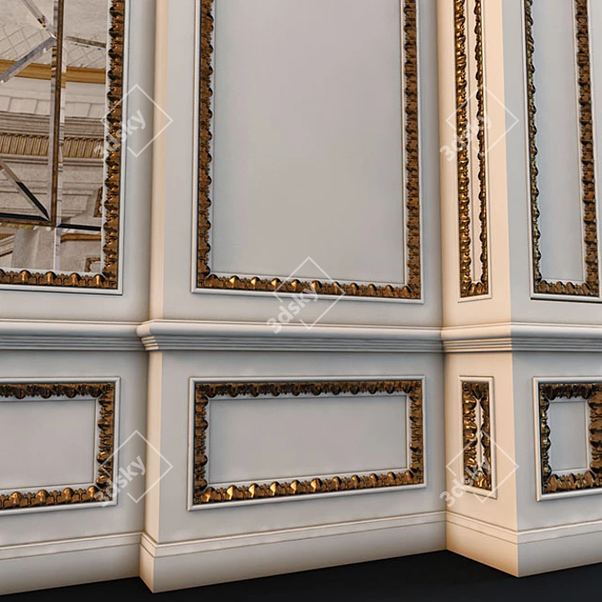 Elegant Mirror Wall Molds 3D model image 3