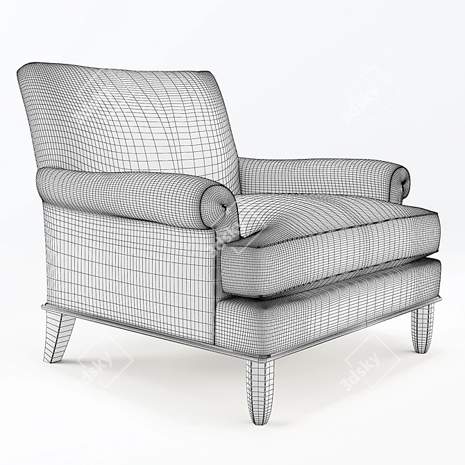 Vintage-inspired Baker Lounge Chair 3D model image 2