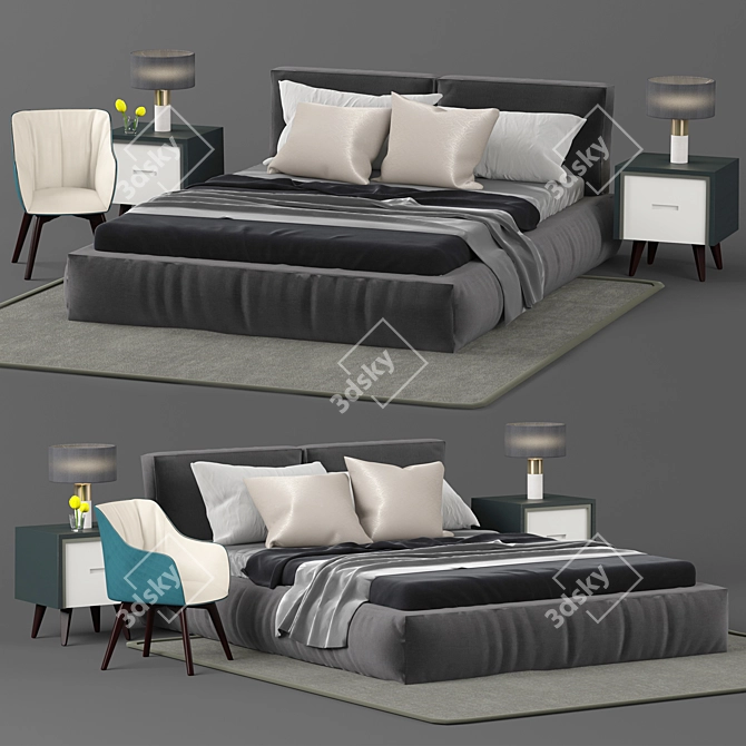 Modern Comfort Bed 3D model image 1