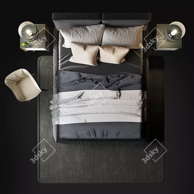 Modern Comfort Bed 3D model image 2