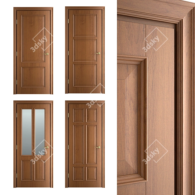 Classic Massivstyle Interior Door 3D model image 1