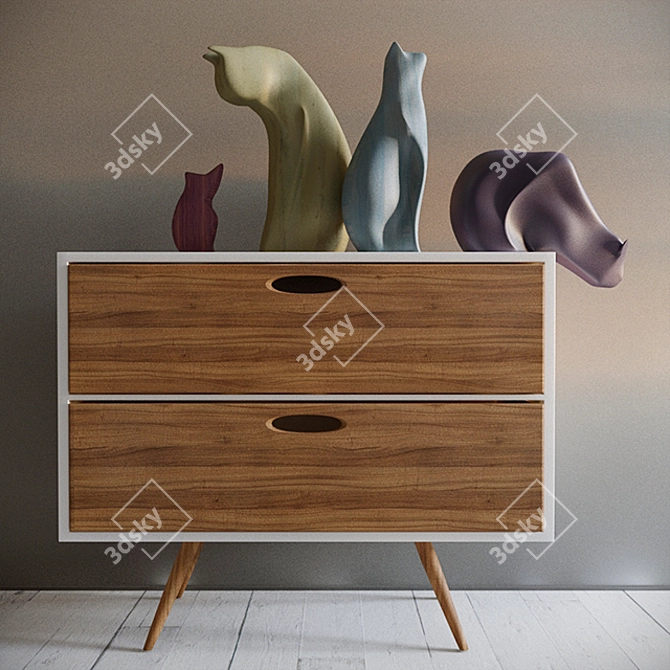 Cat-inspired Decor Set 3D model image 1