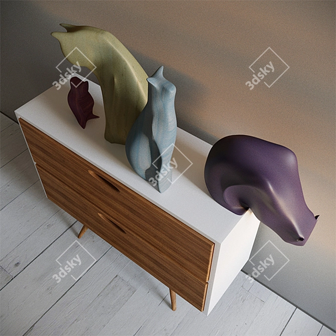 Cat-inspired Decor Set 3D model image 2