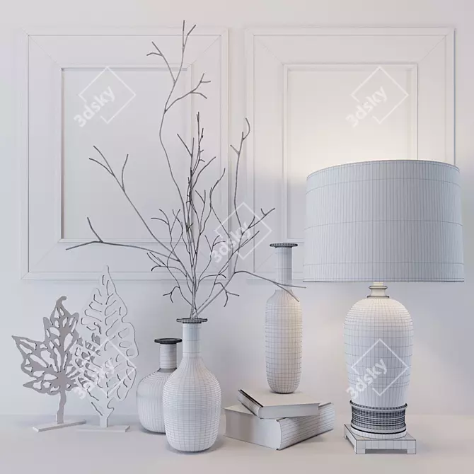 Elegant Decor Set: Lamp, Vases, Statuettes & Paintings 3D model image 2