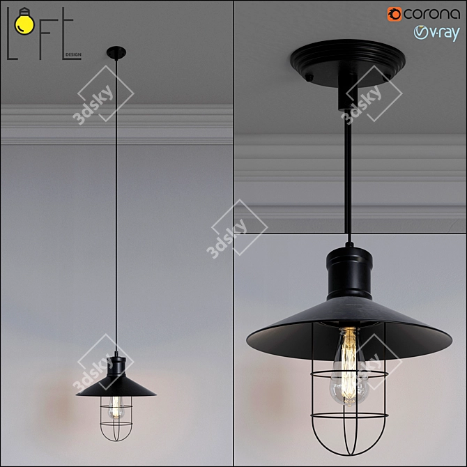 Industrial Loft Pendant Light 3D model image 1