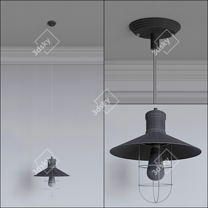 Industrial Loft Pendant Light 3D model image 3