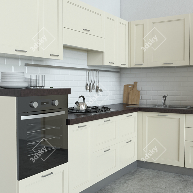 Modern Scavolini Colony Kitchen: L & I Types 3D model image 3