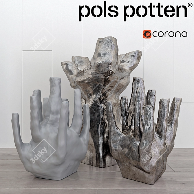 Elegant Pols Potten Vase Set 3D model image 1