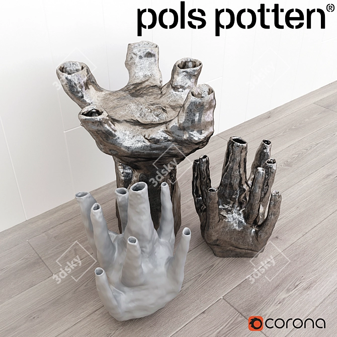 Elegant Pols Potten Vase Set 3D model image 2