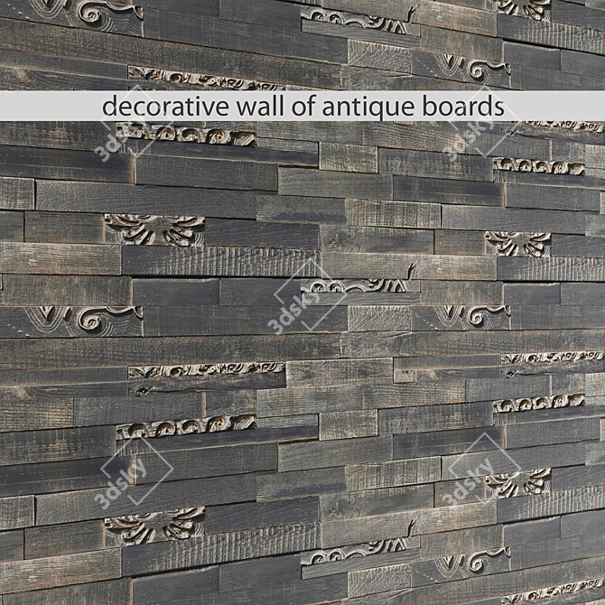 Antik Wood Wall: Timeless Tile Model 3D model image 1