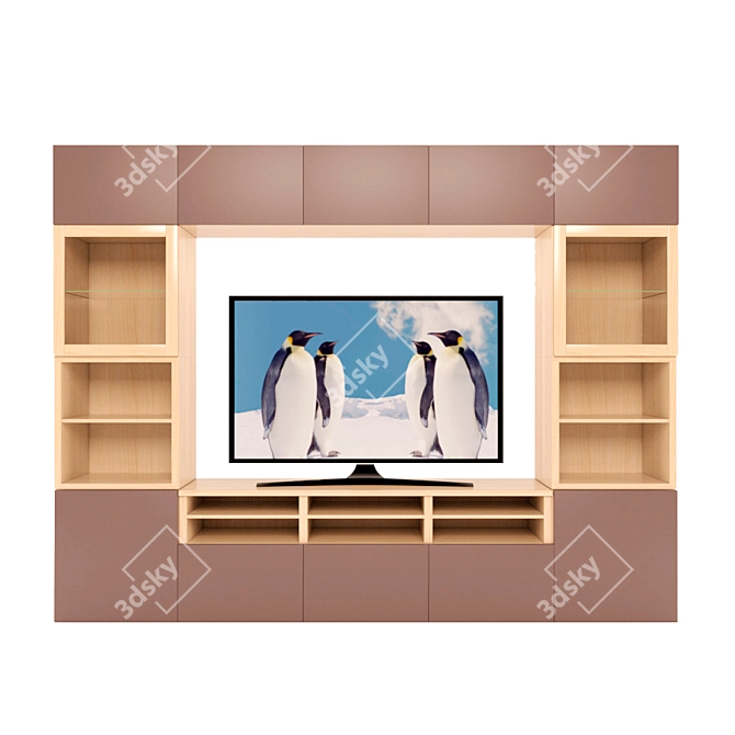 Wall-mounted TV Cabinet with Plenty of Storage 3D model image 1