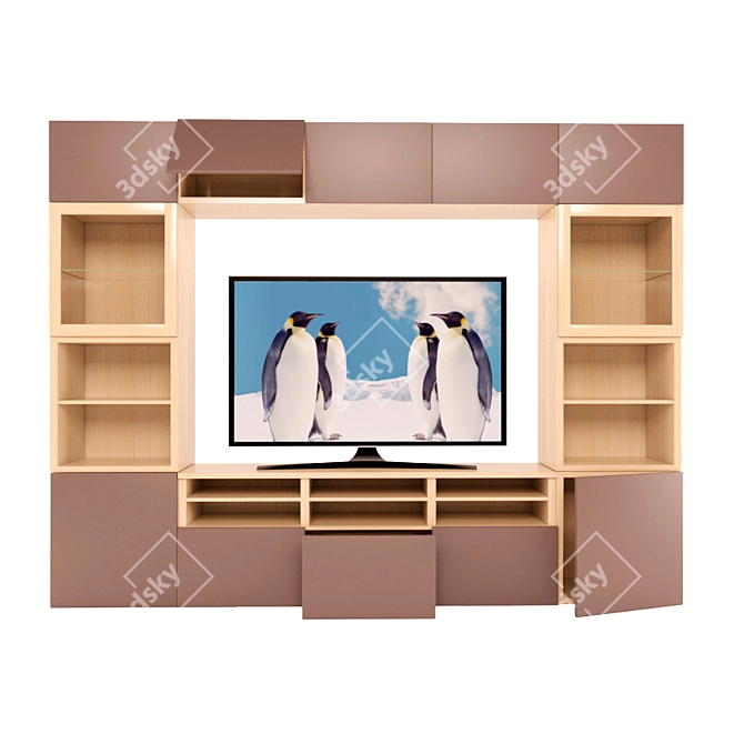 Wall-mounted TV Cabinet with Plenty of Storage 3D model image 2