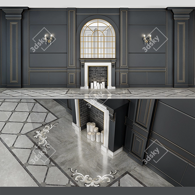 Versatile Fireplace: Wall & Floor 3D model image 1
