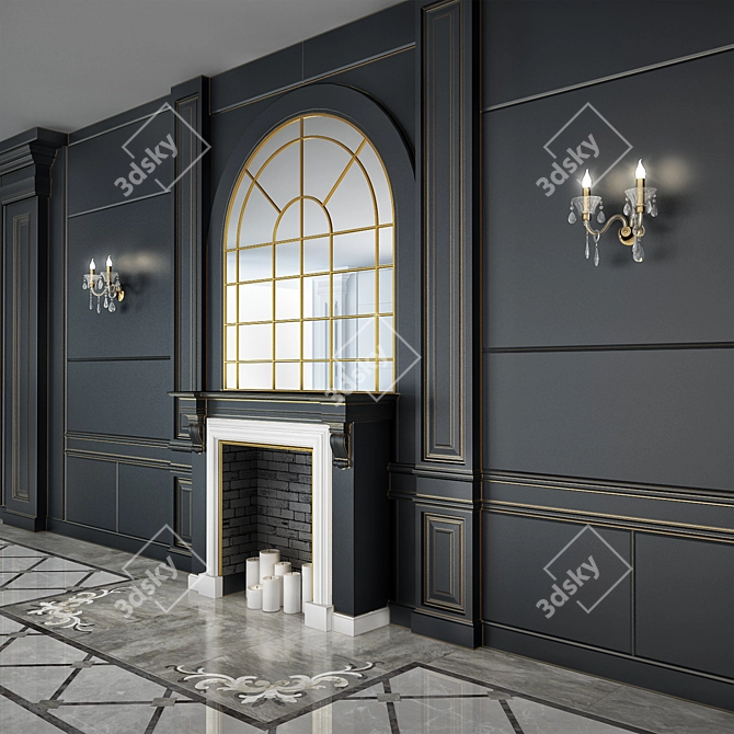 Versatile Fireplace: Wall & Floor 3D model image 2