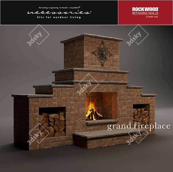 Elegant Grand Fireplace: Corona Render 3D model image 1