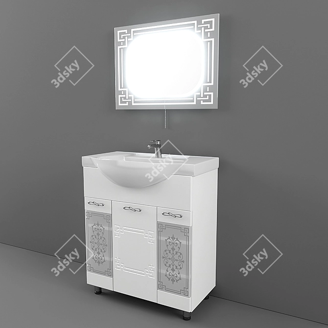 Graceful Reflection: Grandfayans Patricia Bathroom Set 3D model image 2
