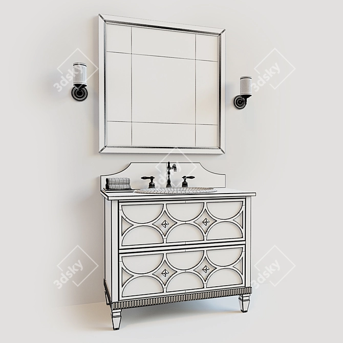 Title: Dalton Sink Chest – Elegant Bathroom Vanity 3D model image 2