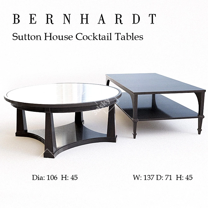 Elegant Sutton House Cocktail Tables 3D model image 1