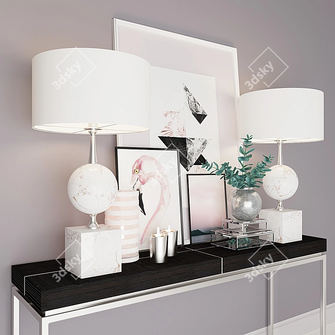 Elegant Decor Set with Posters 3D model image 2