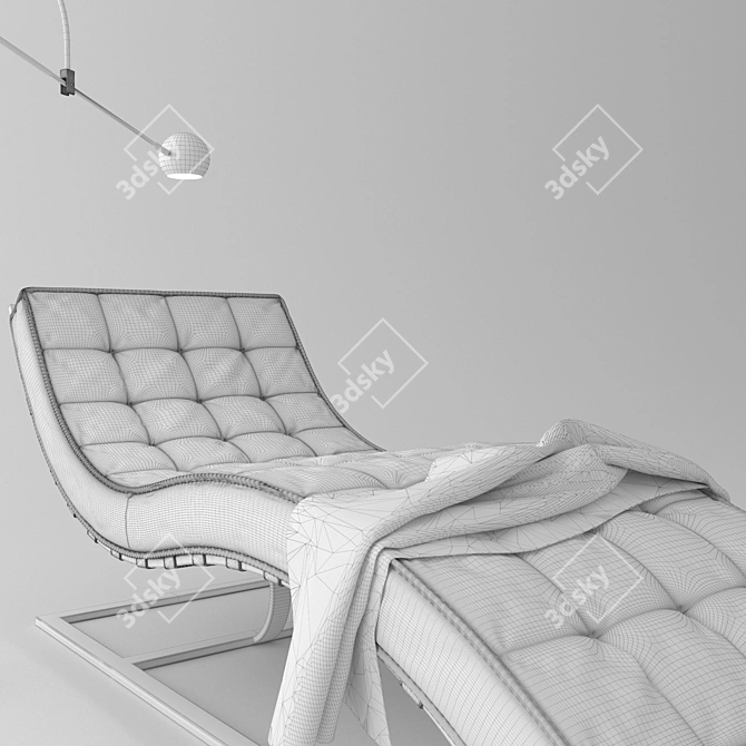 Brass Daybed & Floor Lamp Set 3D model image 2