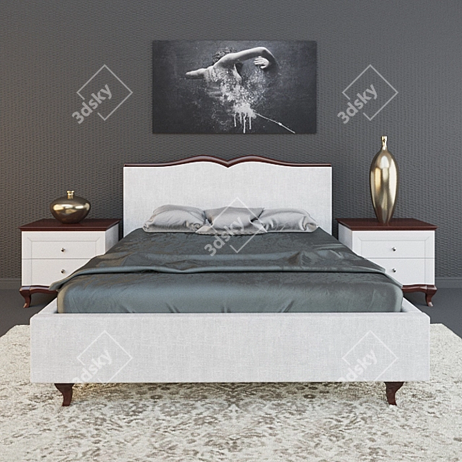 Elegant Milano Bedroom Set 3D model image 1