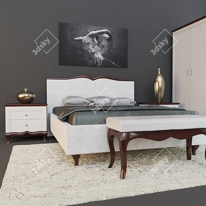 Elegant Milano Bedroom Set 3D model image 3