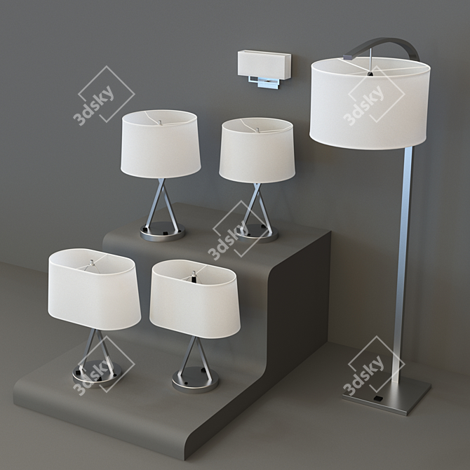 Plaza Lightning Set: Low-Poly Lamps 3D model image 1