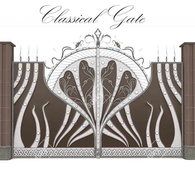 Elegant Forged Gate Set 3D model image 1