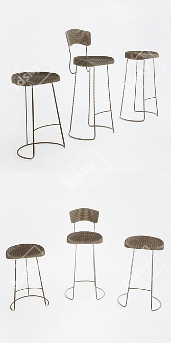 Maxi Barstool - Yellow Wood 3D model image 3