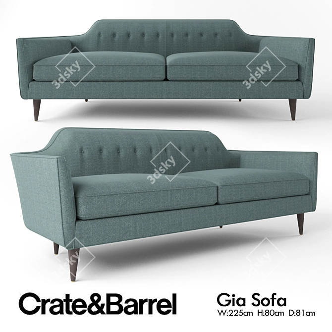 Mid-Century Gia Sofa: Elegant Retro Charm 3D model image 1