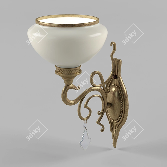 Antique Bronze Crystal Pendant 3D model image 1