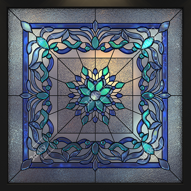 Stained Glass Square: Beautiful, Handcrafted Design 3D model image 1